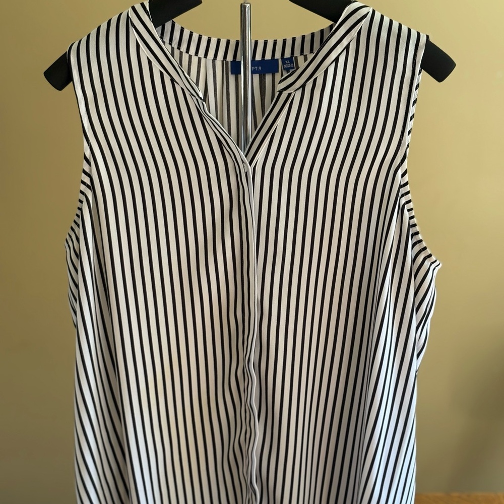 Apt. 9 Black and White Striped Blouse